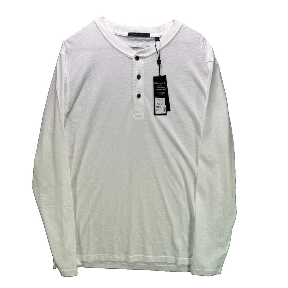 Greyson Henley Shirt Mens Large White Arctic Golf Long Sleeve Cotton Casual NWT